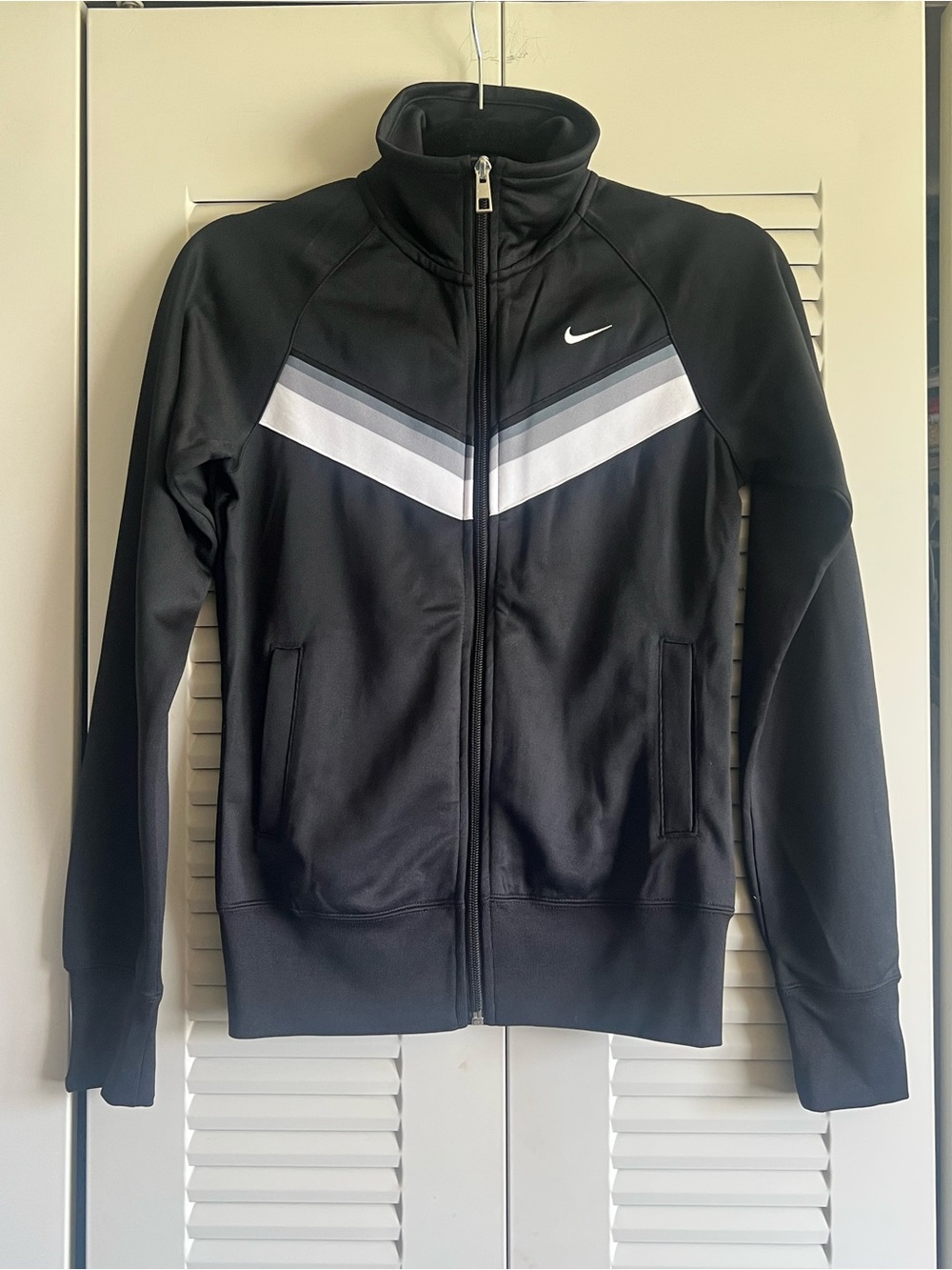 Nike Black Track Jacket with Chevron Stripes - Size XS - Like New